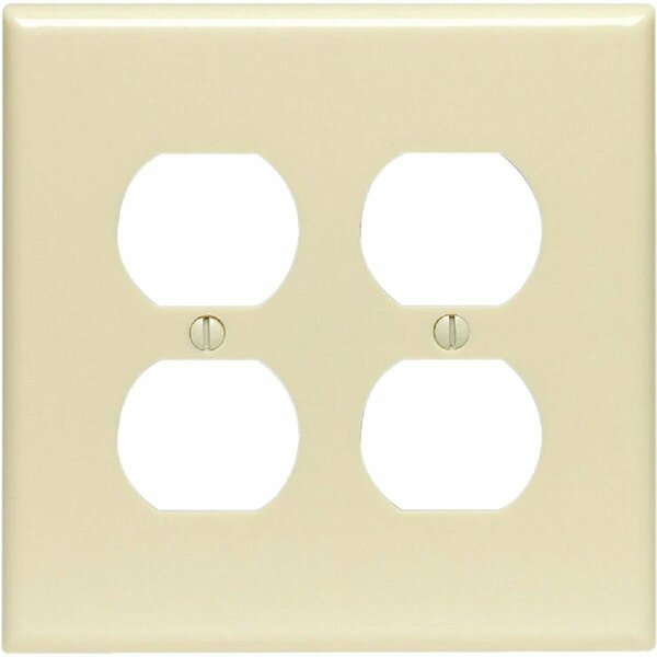 Leviton Mid-Way 2-Gang Smooth Plastic Outlet Wall Plate, Ivory 001-80516-00I